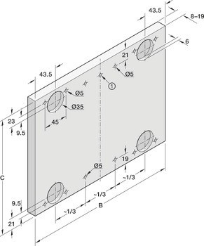 Kování pro posuvné dveře, Häfele Slido F-Flush57 08B, sada
