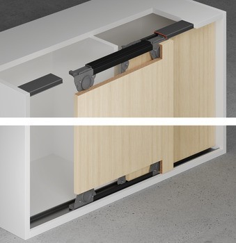 Kování pro posuvné dveře, Häfele Slido F-Flush57 08B, sada