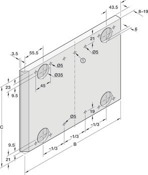 Kování pro posuvné dveře, Häfele Slido F-Flush57 08B, sada
