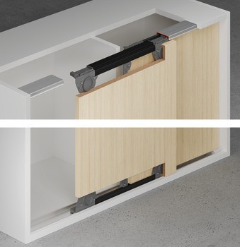 Kování pro posuvné dveře, Häfele Slido F-Flush57 08B, sada