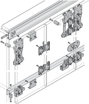 Kování pro posuvné dveře, Häfele Slido F-Fold62 40A / 70A, sada