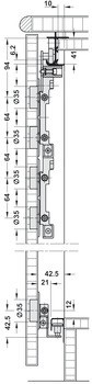 Kování pro posuvné dveře, Häfele Slido F-Fold62 40A / 70A, sada