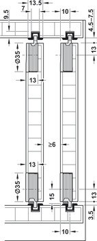 Kování pro posuvné dveře, Häfele Slido F-Line12 20A, sada