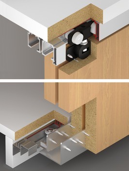 Kování pro posuvné dveře, Häfele Slido F-Line16 80B, Mixfront, sada