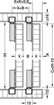 Kování pro posuvné dveře, Häfele Slido F-Line18 50A, sada