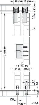 Kování pro posuvné dveře, Häfele Slido F-Line21 12C, sada