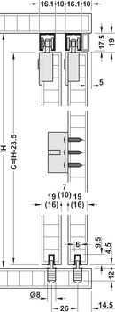 Kování pro posuvné dveře, Häfele Slido F-Line21 12C, sada
