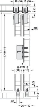 Kování pro posuvné dveře, Häfele Slido F-Line21 40C, sada