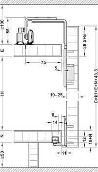 Kování pro posuvné dveře, Häfele Slido F-Line31 60A, sada