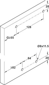 Kování pro posuvné dveře, Häfele Slido F-Line32 80A/F-Line32 80B, sada