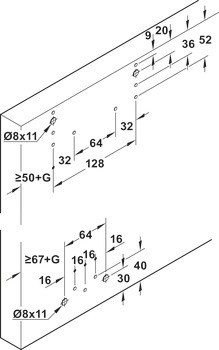Kování pro posuvné dveře, Häfele Slido F-Line44 80A, sada