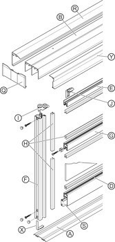 Kování pro posuvné dveře, Häfele Slido R-Aluflex 80A, Service+, dveřní kování