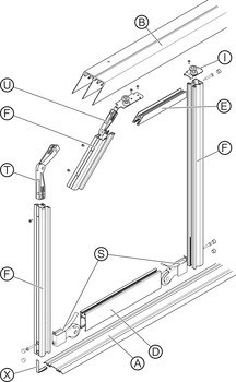 Kování pro posuvné dveře, Häfele Slido R-Aluflex 80A, Service+, dveřní kování