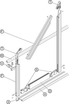 Kování pro posuvné dveře, Häfele Slido R-Aluflex 80A, Service+, dveřní kování