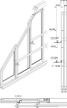 Kování pro posuvné dveře, Häfele Slido R-Aluflex 80A, Service+, dveřní kování