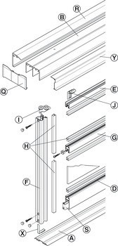 Kování pro posuvné dveře, Häfele Slido R-Aluflex 80W, sada