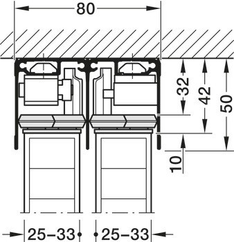 Kování pro posuvné dveře, Häfele Slido R-Aluflex 80W, sada