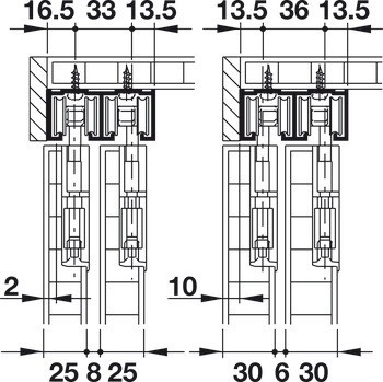Kování pro posuvné dveře, Hawa 208 IF 40/70 Rollingfitt, sada