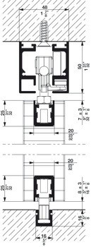 Kování pro posuvné dveře, Hawa Aperto 60 H, sada