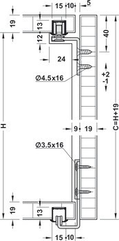 Kování pro posuvné dveře, Hawa Clipo 16 H VF 4, sada