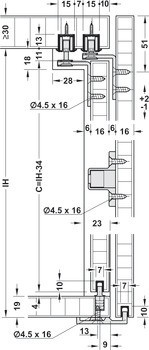 Kování pro posuvné dveře, Hawa Clipo 16 H VF/IF, sada