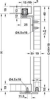 Kování pro posuvné dveře, Hawa Clipo 16 H VF, sada