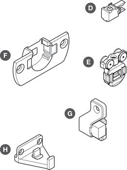 Kování pro posuvné dveře, Hawa Clipo 16 MF, sada