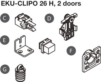 Kování pro posuvné dveře, HAWA Clipo 26 H IF, sada