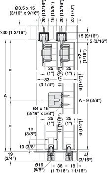 Kování pro posuvné dveře, Hawa Clipo 26 H IF, sada