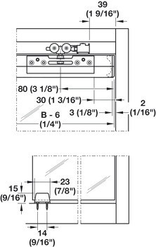 Kování pro posuvné dveře, Hawa Clipo 36 G IF, sada