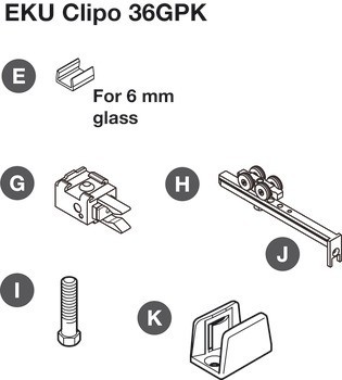 Kování pro posuvné dveře, Hawa Clipo 36 GPK/GPPK IF, sada