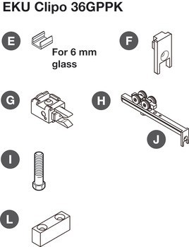Kování pro posuvné dveře, HAWA Clipo 36 GPK/GPPK IF, sada