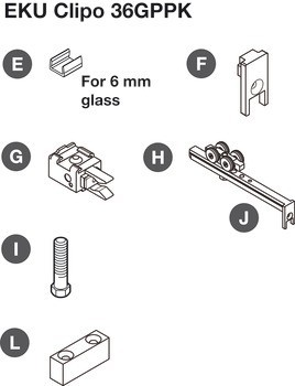 Kování pro posuvné dveře, Hawa Clipo 36 GPK/GPPK IF, sada