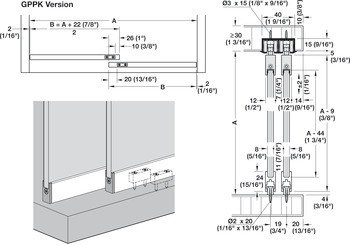 Kování pro posuvné dveře, Hawa Clipo 36 GPK/GPPK IF, sada