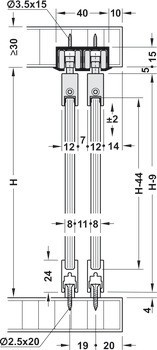 Kování pro posuvné dveře, Hawa Clipo 36 GPK/GPPK IF, sada
