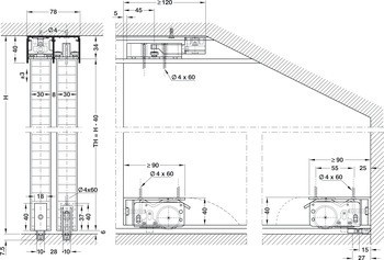 Kování pro posuvné dveře, Hawa Divido 80 H a 80 H DS1/DS2, sada