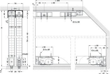 Kování pro posuvné dveře, Hawa Divido 80 H a 80 H DS1/DS2, sada