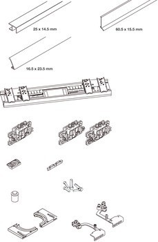 Kování pro posuvné dveře, Hawa Frontino 20 H FB, sada