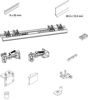 Kování pro posuvné dveře, Hawa Frontino 20 H OS FS, sada