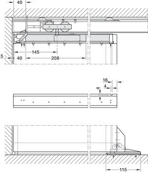 Kování pro posuvné dveře, Hawa Junior 100 B Acoustics / Hawa Junior 100 B Pocket Acoustics, sada