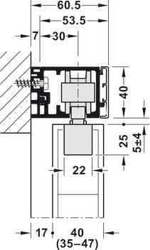 Kování pro posuvné dveře, Hawa Junior 100 B, sada