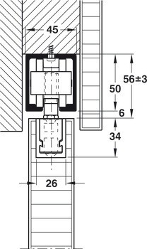 Kování pro posuvné dveře, Hawa Junior 120 B / 120 B Pocket, sada