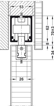 Kování pro posuvné dveře, Hawa Junior 160 B, sada