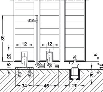 Kování pro posuvné dveře, Hawa Junior 80 Z Telescopic 80 3, sada