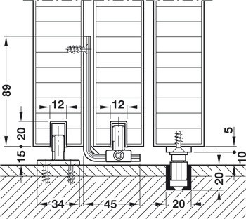 Kování pro posuvné dveře, Hawa Junior 80 Z Telescopic 80 3, sada