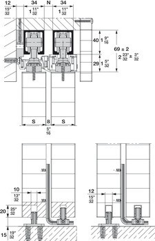 Kování pro posuvné dveře, Hawa Junior 80 Z Telescopic 80 4, sada