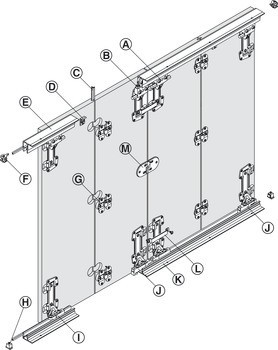 Kování pro posuvné dveře, Hawa Multifold 30, sada