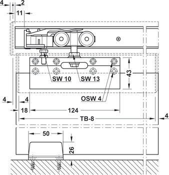 Kování pro posuvné dveře, Hawa Porta 100 G/GU/GM/GF/GFO, sada