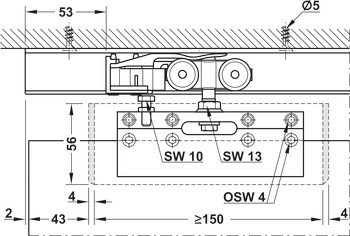 Kování pro posuvné dveře, Hawa Porta 100 G/GU/GM/GF/GFO, sada