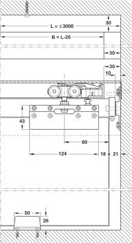Kování pro posuvné dveře, Hawa Porta 100 G/GU/GM/GF/GFO, sada